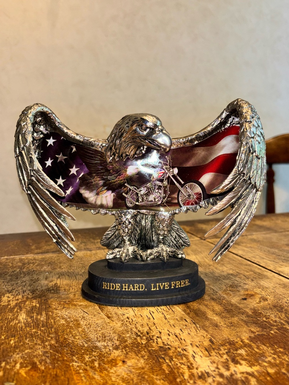 Bradford Exchange Ride Hard Live Free Eagle Motorcycle Sculpture Larry Martin